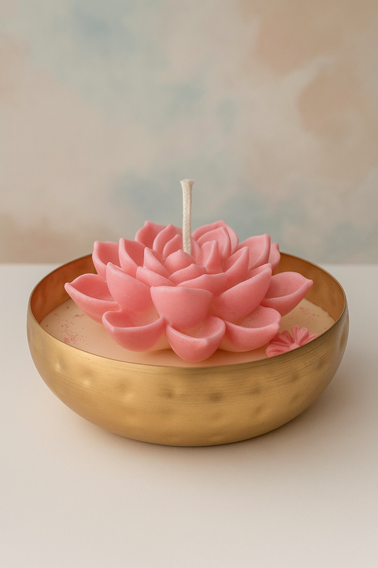 Divine Maa Lakshmi Lotus Urli Candle (Soy Wax)