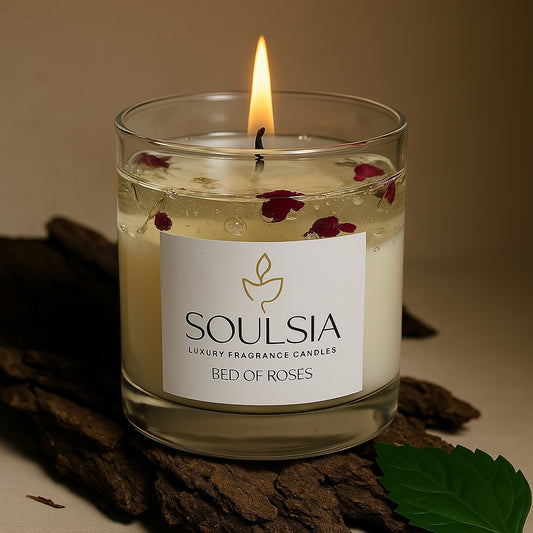 Soulsia Bed of Roses Luxury Fragrance Candle| Soy wax